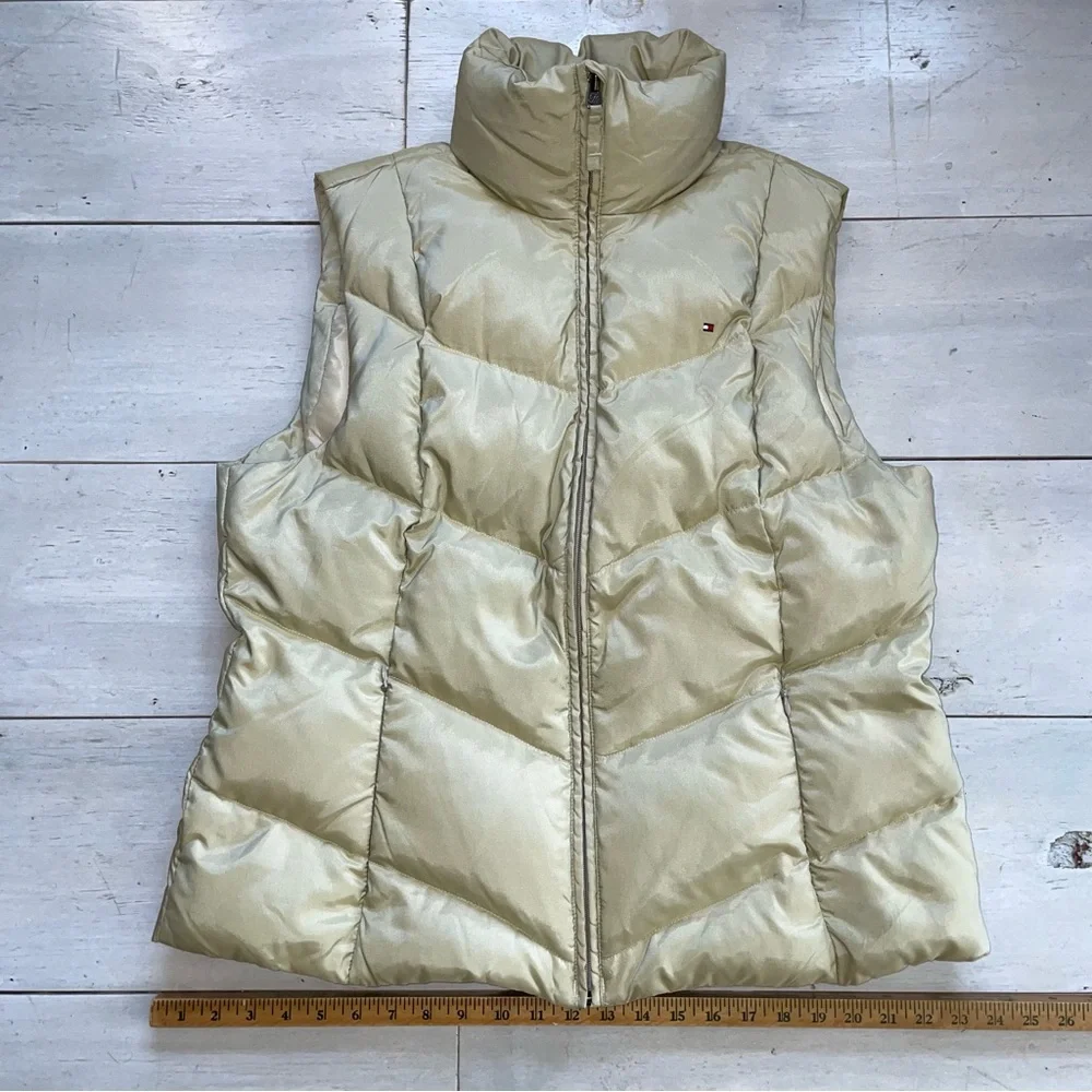 Tommy Hilfiger Women’s Lt Gold Quilted Puffer Vest Sz XXL Zip Front Zip Pockets